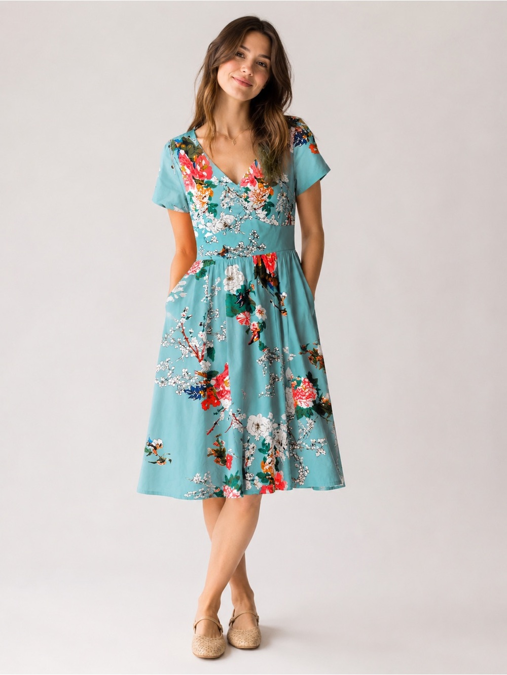 ROOSEY 1950s Retro Vintage Floral Swing Dress Size Small good Condition No Flaws